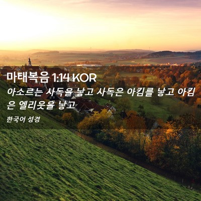 Picture 02 - 마태복음 1:14 KOR - 아소르는 사독을 낳고 사독은 아킴를 - Bible Verse Picture
