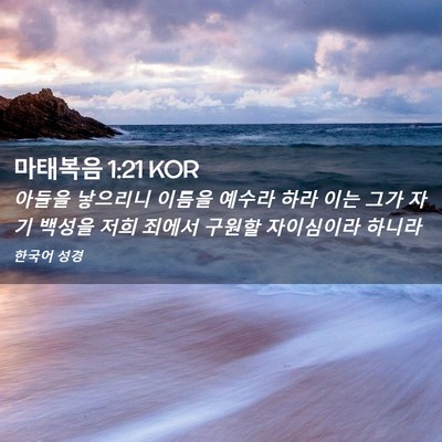Picture 02 - 마태복음 1:21 KOR - 아들을 낳으리니 이름을 예수라 하라 - Bible Verse Picture