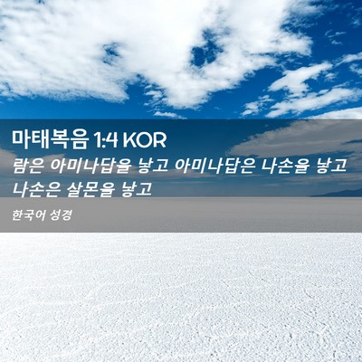 Picture 02 - 마태복음 1:4 KOR - 람은 아미나답을 낳고 아미나답은 - Bible Verse Picture