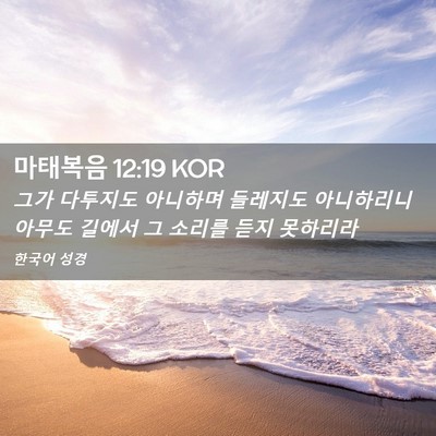 Picture 02 - 마태복음 12:19 KOR - 그가 다투지도 아니하며 들레지도 - Bible Verse Picture