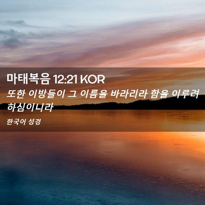 Picture 02 - 마태복음 12:21 KOR - 또한 이방들이 그 이름을 바라리라 - Bible Verse Picture