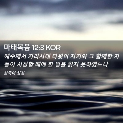 Picture 02 - 마태복음 12:3 KOR - 예수께서 가라사대 다윗이 자기와 그 - Bible Verse Picture