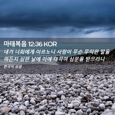 Picture 02 - 마태복음 12:36 KOR - 내가 너희에게 이르노니 사람이 무슨 - Bible Verse Picture