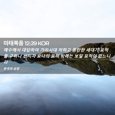 Picture 02 - 마태복음 12:39 KOR - 예수께서 대답하여 가라사대 악하고 - Bible Verse Picture