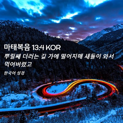 Picture 02 - 마태복음 13:4 KOR - 뿌릴쌔 더러는 길 가에 떨어지매 - Bible Verse Picture
