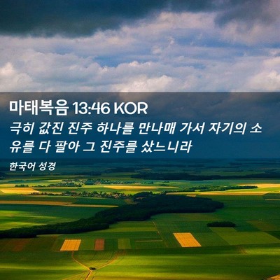 Picture 02 - 마태복음 13:46 KOR - 극히 값진 진주 하나를 만나매 가서 - Bible Verse Picture