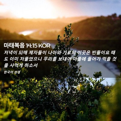 Picture 02 - 마태복음 14:15 KOR - 저녁이 되매 제자들이 나아와 가로되 - Bible Verse Picture