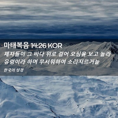 Picture 02 - 마태복음 14:26 KOR - 제자들이 그 바다 위로 걸어 오심을 - Bible Verse Picture