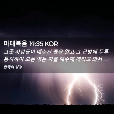 Picture 02 - 마태복음 14:35 KOR - 그곳 사람들이 예수신 줄을 알고 그 - Bible Verse Picture