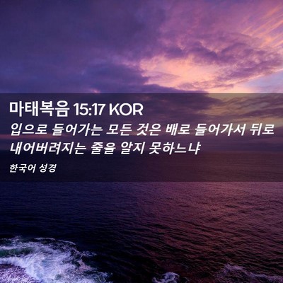 Picture 02 - 마태복음 15:17 KOR - 입으로 들어가는 모든 것은 배로 - Bible Verse Picture