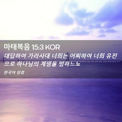 Picture 02 - 마태복음 15:3 KOR - 대답하여 가라사대 너희는 어찌하여 - Bible Verse Picture