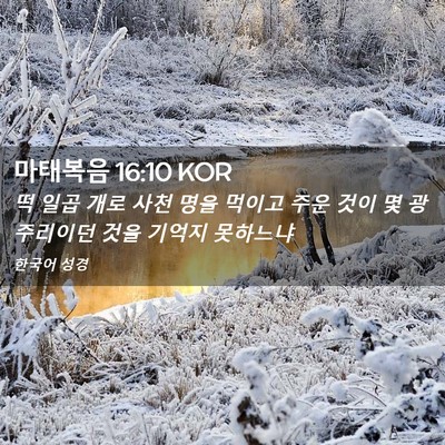 Picture 02 - 마태복음 16:10 KOR - 떡 일곱 개로 사천 명을 먹이고 주운 - Bible Verse Picture