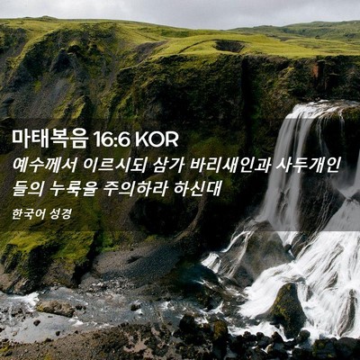 Picture 02 - 마태복음 16:6 KOR - 예수께서 이르시되 삼가 바리새인과 - Bible Verse Picture