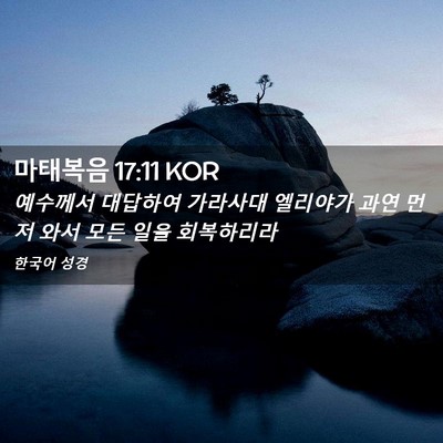Picture 02 - 마태복음 17:11 KOR - 예수께서 대답하여 가라사대 - Bible Verse Picture
