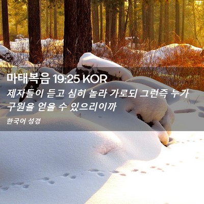 Picture 02 - 마태복음 19:25 KOR - 제자들이 듣고 심히 놀라 가로되 - Bible Verse Picture