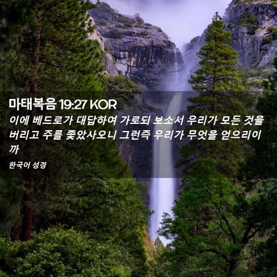 Picture 02 - 마태복음 19:27 KOR - 이에 베드로가 대답하여 가로되 - Bible Verse Picture