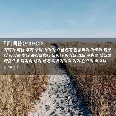 Picture 02 - 마태복음 2:13 KOR - 저희가 떠난 후에 주의 사자가 - Bible Verse Picture