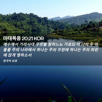 Picture 02 - 마태복음 20:21 KOR - 예수께서 가라사대 무엇을 원하느뇨 - Bible Verse Picture