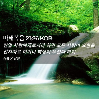 Picture 02 - 마태복음 21:26 KOR - 만일 사람에게로서라 하면 모든 - Bible Verse Picture