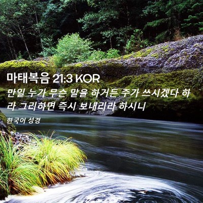 Picture 02 - 마태복음 21:3 KOR - 만일 누가 무슨 말을 하거든 주가 - Bible Verse Picture