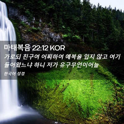 Picture 02 - 마태복음 22:12 KOR - 가로되 친구여 어찌하여 예복을 입지 - Bible Verse Picture