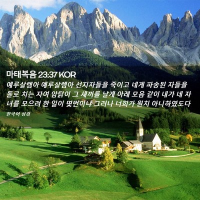 Picture 02 - 마태복음 23:37 KOR - 예루살렘아 예루살렘아 선지자들을 - Bible Verse Picture