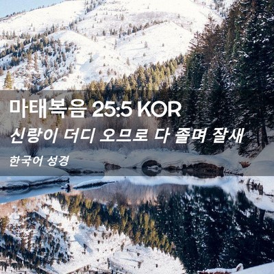 Picture 02 - 마태복음 25:5 KOR - 신랑이 더디 오므로 다 졸며 - Bible Verse Picture