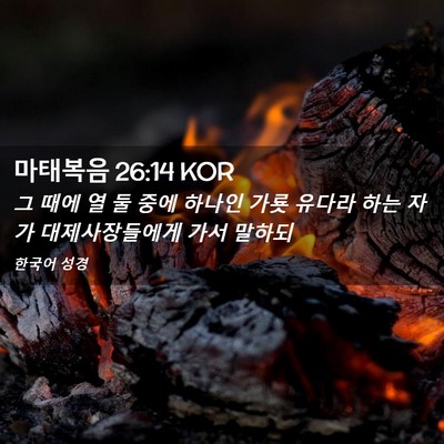 Picture 02 - 마태복음 26:14 KOR - 그 때에 열 둘 중에 하나인 가룟 - Bible Verse Picture