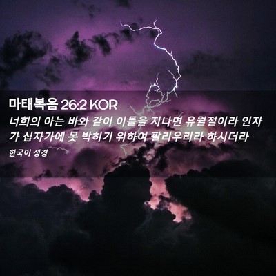Picture 02 - 마태복음 26:2 KOR - 너희의 아는 바와 같이 이틀을 - Bible Verse Picture