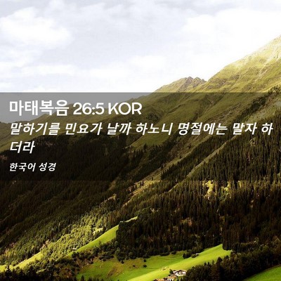 Picture 02 - 마태복음 26:5 KOR - 말하기를 민요가 날까 하노니 - Bible Verse Picture