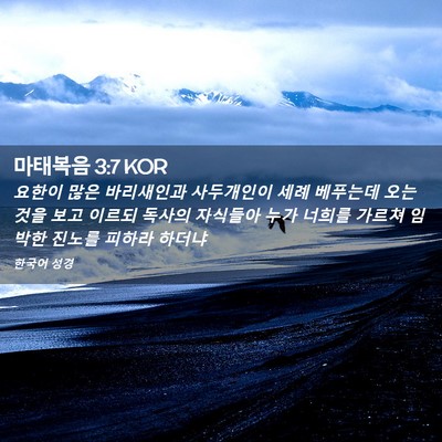 Picture 02 - 마태복음 3:7 KOR - 요한이 많은 바리새인과 사두개인이 - Bible Verse Picture