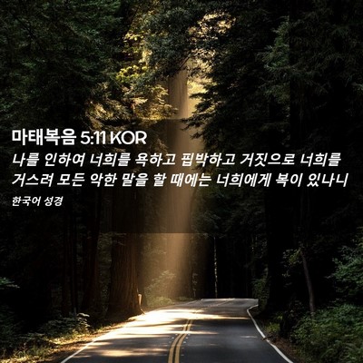 Picture 02 - 마태복음 5:11 KOR - 나를 인하여 너희를 욕하고 핍박하고 - Bible Verse Picture