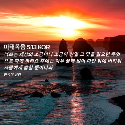 Picture 02 - 마태복음 5:13 KOR - 너희는 세상의 소금이니 소금이 만일 - Bible Verse Picture