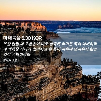 Picture 02 - 마태복음 5:30 KOR - 또한 만일 네 오른손이 너로 실족케 - Bible Verse Picture