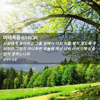 Picture 02 - 마태복음 6:1 KOR - 사람에게 보이려고 그들 앞에서 너희 - Bible Verse Picture