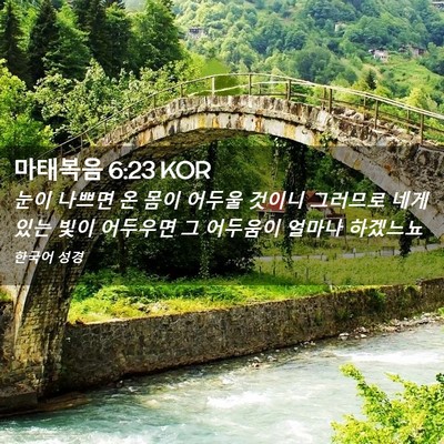 Picture 02 - 마태복음 6:23 KOR - 눈이 나쁘면 온 몸이 어두울 것이니 - Bible Verse Picture