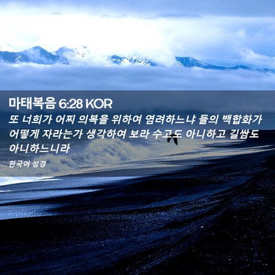 Picture 02 - 마태복음 6:28 KOR - 또 너희가 어찌 의복을 위하여 - Bible Verse Picture