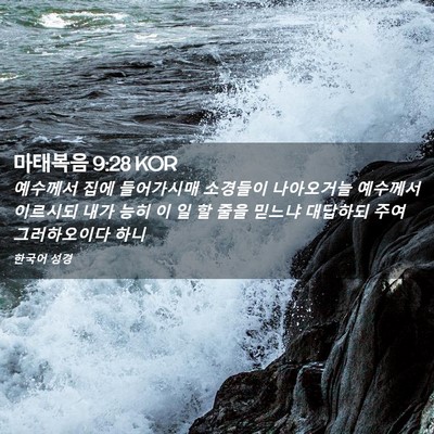 Picture 02 - 마태복음 9:28 KOR - 예수께서 집에 들어가시매 소경들이 - Bible Verse Picture
