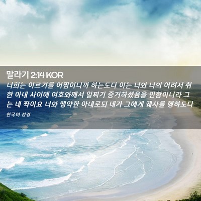 Picture 02 - 말라기 2:14 KOR - 너희는 이르기를 어찜이니까 - Bible Verse Picture
