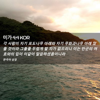 Picture 02 - 미가 4:4 KOR - 각 사람이 자기 포도나무 아래와 - Bible Verse Picture