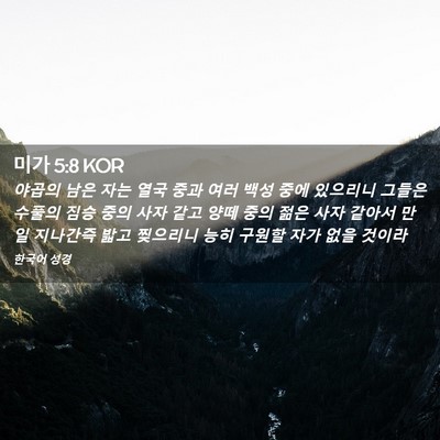 Picture 02 - 미가 5:8 KOR - 야곱의 남은 자는 열국 중과 여러 - Bible Verse Picture