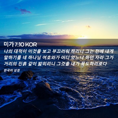 Picture 02 - 미가 7:10 KOR - 나의 대적이 이것을 보고 부끄러워 - Bible Verse Picture