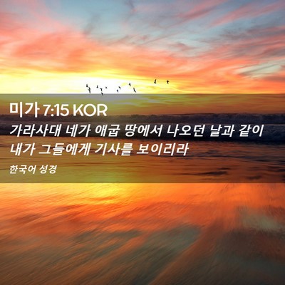 Picture 02 - 미가 7:15 KOR - 가라사대 네가 애굽 땅에서 나오던 - Bible Verse Picture