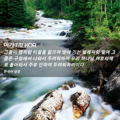 Picture 02 - 미가 7:17 KOR - 그들이 뱀처럼 티끌을 핥으며 땅에 - Bible Verse Picture