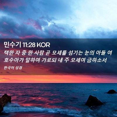 Picture 02 - 민수기 11:28 KOR - 택한 자 중 한 사람 곧 모세를 섬기는 - Bible Verse Picture