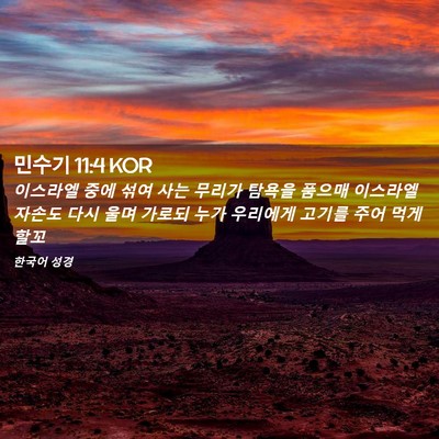 Picture 02 - 민수기 11:4 KOR - 이스라엘 중에 섞여 사는 무리가 - Bible Verse Picture