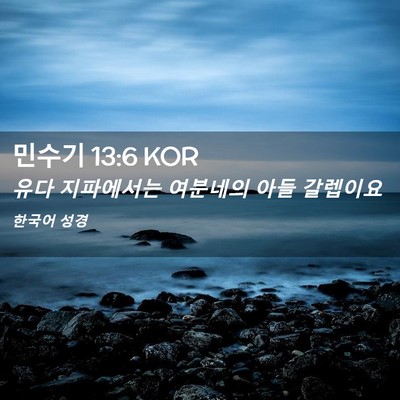Picture 02 - 민수기 13:6 KOR - 유다 지파에서는 여분네의 아들 - Bible Verse Picture
