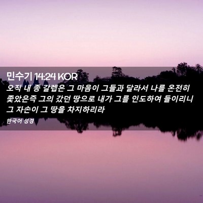 Picture 02 - 민수기 14:24 KOR - 오직 내 종 갈렙은 그 마음이 그들과 - Bible Verse Picture