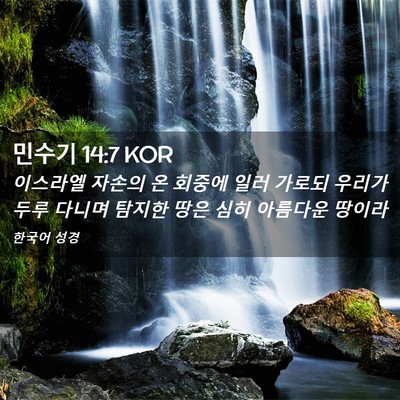 Picture 02 - 민수기 14:7 KOR - 이스라엘 자손의 온 회중에 일러 - Bible Verse Picture