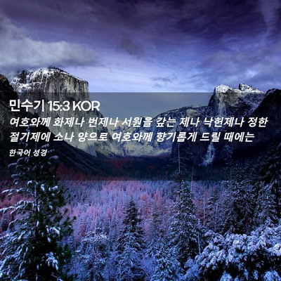 Picture 02 - 민수기 15:3 KOR - 여호와께 화제나 번제나 서원을 갚는 - Bible Verse Picture